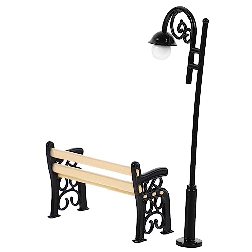 MILISTEN Miniatur und Straßenlaterne Set aus Metall und Wetterfeste Mini Gartenmöbel Deko für Puppenhaus Teiliges Outdoor Ornament Geeignet für Miniatur Szenerien und Wohnraumgestaltung von Milisten