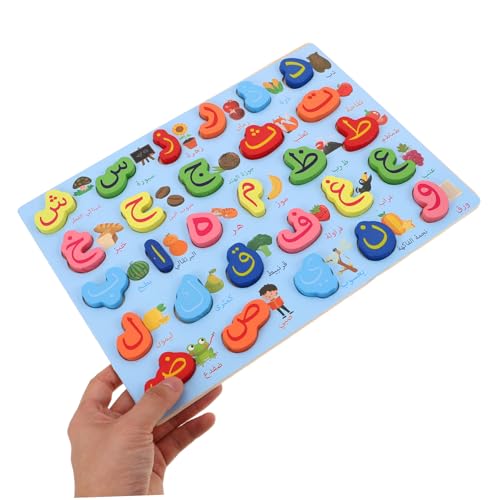 MILISTEN Montessori Holzpuzzle Arabisches Alphabet Lernspielzeug für Mittlere Blau Kreatives Buchstaben Matching Fördert Gedächtnis und Motorische Fähigkeiten Vielseitig für Vorschule und von Milisten
