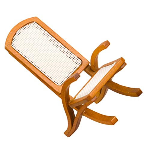 MILISTEN Rattanstuhl aus Massivholz Mini-Strandkorb-Modell Modell eines Miniatur-Loungesessels Schließfach Chaiselongue Mini Faltbarer Strandkorb Mini-Hausstuhlmodell Birke von Milisten