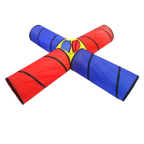 MILISTEN Spieltunnel Faltbar Bunter Kriechtunnel mit Vier Zugängen Vielseitiges Indoor Outdoor Spielgerät für Jungen und Mädchen Fördert Motorik und Bewegungspaß von Milisten