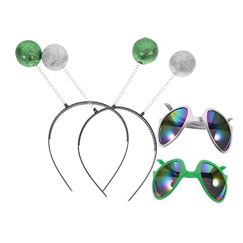 Milisten 1 Satz Alien Sonnenbrille mit Haarreif Lustige Kostüm Accessoires für Partys Teiliges mit Grünen und Silbernen Rahmen Deko für Festivals und Fotoshootings von Milisten
