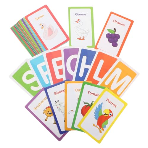 Milisten 1 Satz Alphabet-Karten blinken lehrreich Party Kleinkinder Babys kognitives Kinderspielzeug lustiges Kinderspielzeug Englische Lernkarten Cartoon-Lernkarten Papier von Milisten