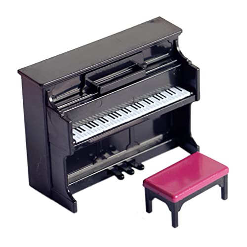 Milisten 1 Satz Aufrechte Klavierbank Miniatur-klaviermodell Kleines Klaviermodell Miniatur-klavierornament Modell Kleiner Klavierhocker Miniatur-klavierhocker Pp Black von Milisten