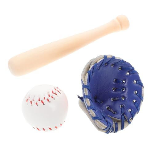 Milisten 1 Satz Baseball-Softball-Set Miniaturen zum Basteln Mini-Sportbälle zum Basteln klein Mini-Baseballschläger- Rolle vortäuschen Spielset PU-Leder von Milisten