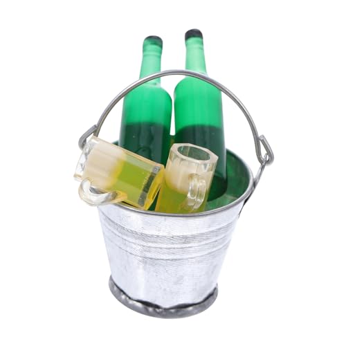 Milisten 1 Satz Bier Miniatur Miniaturspielzeug Mini- -Bierflaschen-Ornament Modell Eines Bierkübels Miniaturmodell Miniatur-Bierflaschen Basteln Mini-eisbierflaschen- Eisen von Milisten