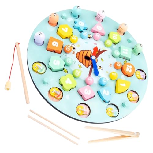 Milisten 1 Satz Clock -angelspiel Schach Vorschulspielzeug Kindergartenspielzeug Passendes Spiel Für Fangspielspielzeug Kindergarten Lernspiele Puzzletafel Hölzern Himmelblau von Milisten