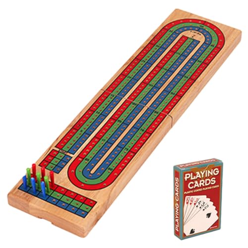 Milisten 1 Satz Cribbage Brettspiel aus Massivem Holz Karten und Bunten Stiften Großes Tischspiel für Partys und Reisen Kreativität und Geschicklichkeit Fördern von Milisten