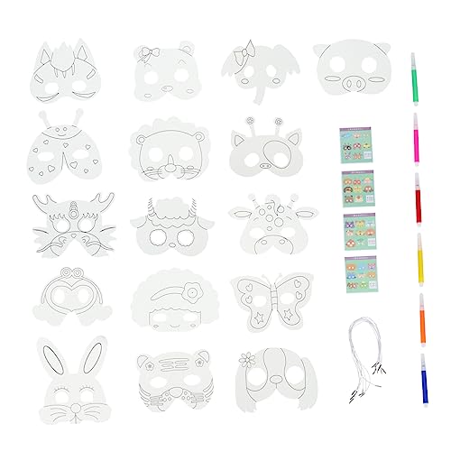 Milisten 1 Satz DIY Tiermasken Unbemalte Gesichtsmaske für Halloween und Karneval Handgemalte Cosplay Masken für Kreative Bastelprojekte Sicher und Leicht für Partys von Milisten