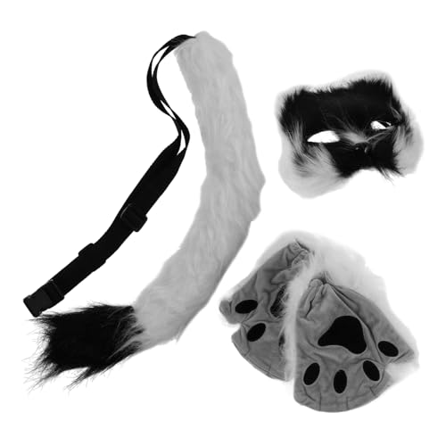 Milisten 1 Satz Faux Pelz Tier Halbmaske Set für Cosplay Halloween und Maskerade für Erwachsene Furry Kostüm Zubehör Vielseitig Einsetzbar für Kreative Anlässe von Milisten