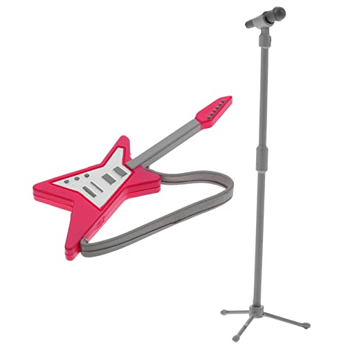 Milisten 1 Satz Gitarrenmikrofon mit Musical winzig Tiny Microphone sammlerstücke Musikalisches Zimmerdekor Mikrolandschaftsgestaltung Miniatur-Musikinstrument Gitarre Goodie-Bag-Füller pp von Milisten