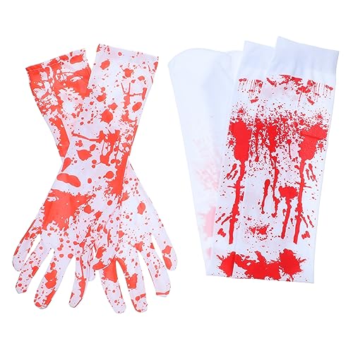 Milisten 1 Satz Halloween Blutige Kostümset Teiliges mit Hand und Kniestrümpfen für Gruselige Auftritte aus Strapazierfähigem für Cosplay und Halloween Partys von Milisten