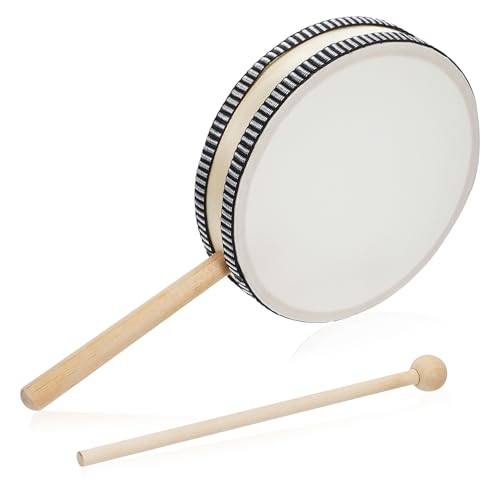 Milisten 1 Satz Handtrommel aus Holz Hand Drum mit Trommelstock für Musikaufklärung und Aufführungen Langlebiges und Verschleißfestes Material für Erwachsene von Milisten