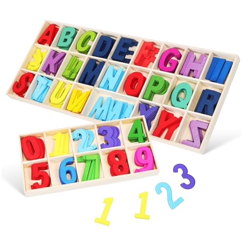 Milisten 1 Satz Hölzernes Alphanumerisches Set Zählen Alphabet Brief Magnetbuchstaben Für Das Klassenzimmer Puzzlematte Zahlenerkennung Für Vorschulkinder Scrapbook-Buchstaben Holz von Milisten