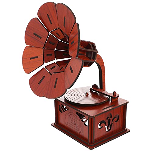 Milisten 1 Satz Holz Gramophone Puzzle Modell für DIY Lernspielzeug Retro Design Pädagogisches für Jungen und Mädchen für Kreative Bastler von Milisten