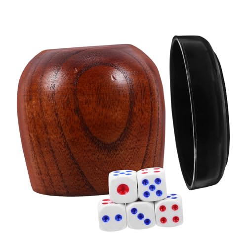 Milisten 1 Satz Holz Würfelbecher Set mit Würfeln Stabiler Würfelhalter für Tischspiele Partys und Familienunterhaltung Leicht und Tragbar Deckel Komfortables Design von Milisten