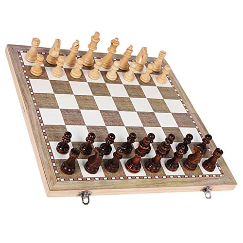 Milisten 1 Satz Holzschach Falten Schachbrett Planke Reisen Schachspiele Internationale Dame zusammenklappbares Schachset Internationales Kinderschach Internationales Schach aus Holz von Milisten