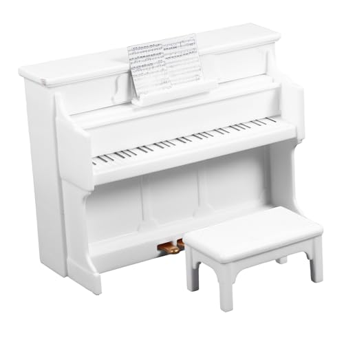 Milisten 1 Satz Klaviermodell Klavier Für Puppenhaus Winziges Hausklavier Puppenhausmöbel Miniklavier Für Puppe Klavier Für Minihaus Klavierhocker Dekoration Mini-möbelmodell Weiß Plastik von Milisten