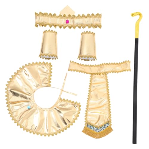 Milisten 1 Satz -Kleidungsset Pharaonen Kopfschmuck nachgeahmtes Auftrittsoutfit nachgeahmtes Performance-Outfit -Kostümset Halloween -Kostüm Halloween-Requisite Abs Golden von Milisten