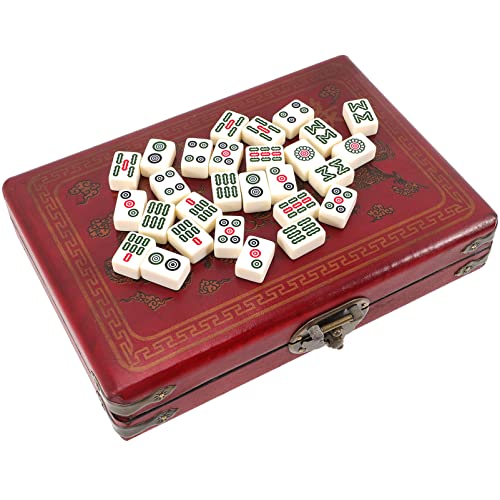 Milisten 1 Satz Mahjong Set für Reisen Tragbares Mahjong mit Klaren Gravuren für Camping Partys und Zuhause Hochwertige Langlebige Materialien und Leicht zu Reinigen von Milisten