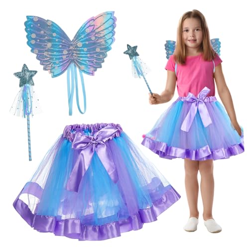 Milisten 1 Satz Mesh-Tutu-Rock halloween kostüm kostüm passend zum deutschen Markt: Tüll kleines mädchen tutu Schmetterlingsrock Flügel schmetterling kostüm Flachs von Milisten