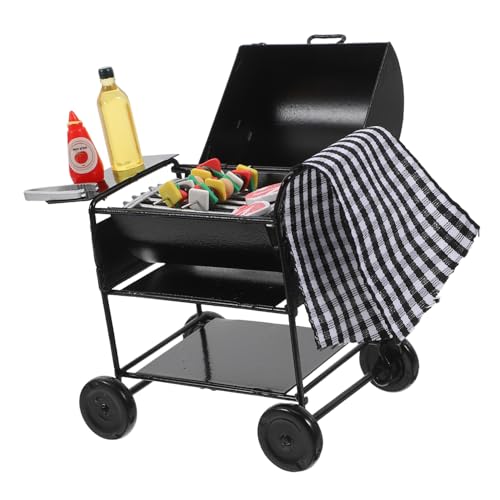 Milisten 1 Satz Mini-Grill Puppenhaus-Grill Mini-hausgrill Puppenhaus-dekore Puppenhauszubehör Picknick Legierung Schwarz von Milisten