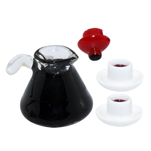 Milisten 1 Satz Mini-Kaffeekanne Mikro Kind für Tasse Mini Miniatur puppenhaus deko Puppenhaus Zubehör Mini Kaffeekanne Modell Mini Kaffeetassen Mini-Hausbedarf Mini-Küchenzubehör Harz von Milisten