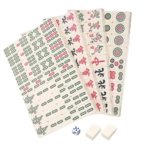 Milisten 1 Satz Mini Mahjong Reise Mahjong 24mm Mahjong Tragbarer Schlafsaal Kleiner Mahjong (Set) Mahjong-Set Mit Würfeln Traditionelle Mahjong-Spiele Spielzeug 4 in 1 Poker Reisen Harz von Milisten