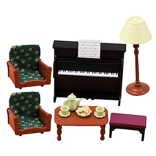 Milisten 1satz Miniatur Möbelset Für Puppenhäuser Dekoration Für Mini Häuser Sofa Klavier Und Teegeschirr Für Kreative Spielwelten Und Miniaturlandschaften von Milisten