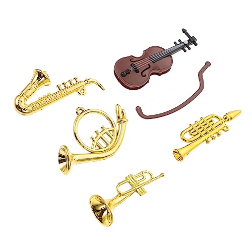 Milisten 1 Satz Mini-Musikinstrument Violine Miniatur Trompete Musical Dekoratives Mini-geigenmodell Geigenverzierung Saxophon-Ornament Dekorative Instrumentendekoration Plastik von Milisten