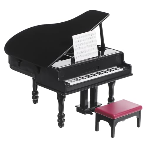 Milisten 1satz Miniatur Klavier Dekoration Für Puppenhaus Musikinstrument Mit Hocker Für Realistische Szenen Für Miniaturmöbel Und Puppenstube Zubehör von Milisten