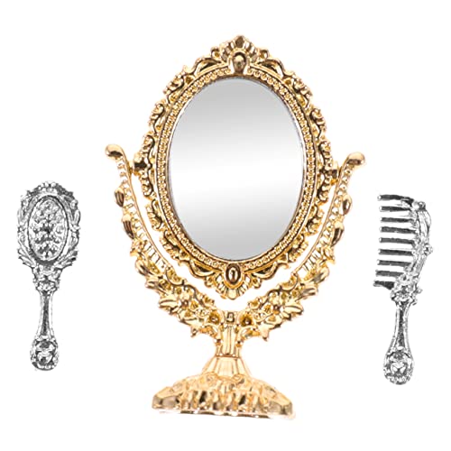 Milisten 1 Satz Mini-spiegelmodell Dollhouse Dekorationen Miniaturen Puppe Winzig Kinderspielzeug Kinderspiegel Kleiner Spiegel Miniaturspiegel Legierung Golden von Milisten