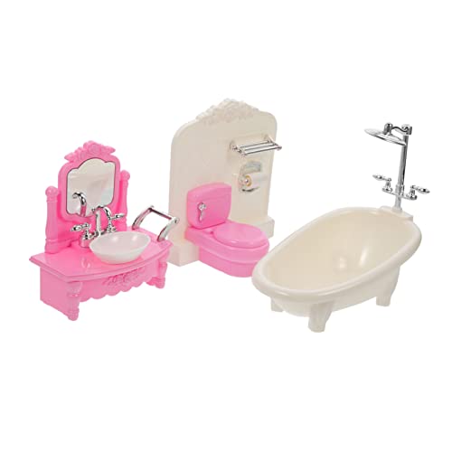 Milisten Miniatur Badezimmer Möbel Satz für Puppenhaus Kleiner Badewanne Toilette Kunststoff Puppenzubehör Realistisches Design für Mädchen für Kleiner Haus Dekoration von Milisten