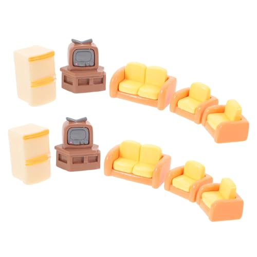 Milisten 1 Satz Miniaturmöbel für Puppenhäuser Teiliges Sofa mit Fernseher und Kühlschrank Dekorationszubehör für Kreative Spielwelten und Fotoprop für Freunde von Milisten