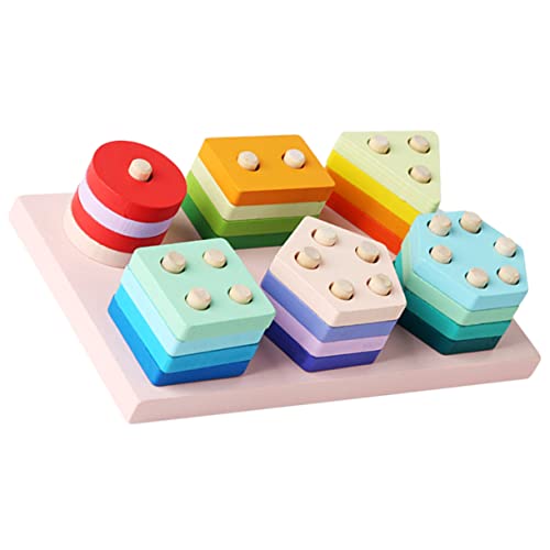 Milisten 1 Satz Montessori Geometrische Formen Spielzeugset Holzsortier und Stapelspiel Fördert Feinmotorik und und Formenerkennung für Kleinkinder Jahre von Milisten
