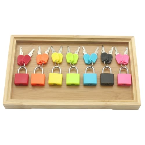 Milisten 1 Satz Montessori Matching Lock Key mit Bambus Tray für Sicheres Lernspielzeug Beobachtungs Problemlösungsfähigkeiten von Milisten