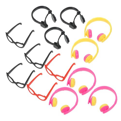 Milisten 1 Satz Puppen puppenzubehör Set Puppenzubehör für Puppensonnenbrille Puppenohrhörer deko kopfhörer Puppen-Headset-Requisiten Miniatur-Brillenpuppen Plastik von Milisten
