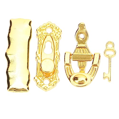 Milisten 1 Satz Puppenhaus -Metallzubehör sperren Tür winzig Miniaturhardware für Dollhouse Außen Miniatur-Puppenhauszubehör Dollhouse Door Knocker Puppenhaus-Zeug Legierung Golden von Milisten