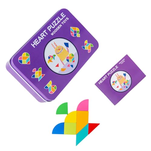 Milisten 1 Satz Puzzle mit geometrischer Form Tangram aus Holz pädagogisches Tangram Bambus Violett von Milisten