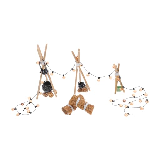 Milisten 1 Satz Realistisches Puppenhaus mit Holzregal und Kessel für Halloween Szenen Teiliges Set für Kreative Spielwelten von Milisten