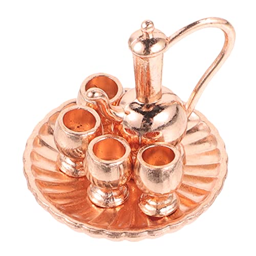 Milisten 1 Satz Satz Mini-disc-teeset Leben Winzig Miniatur Mini-küchenzubehör Mini-teetasse Mini House Accessory Geben Vor, Zu Sein Legierung Rose Gold von Milisten