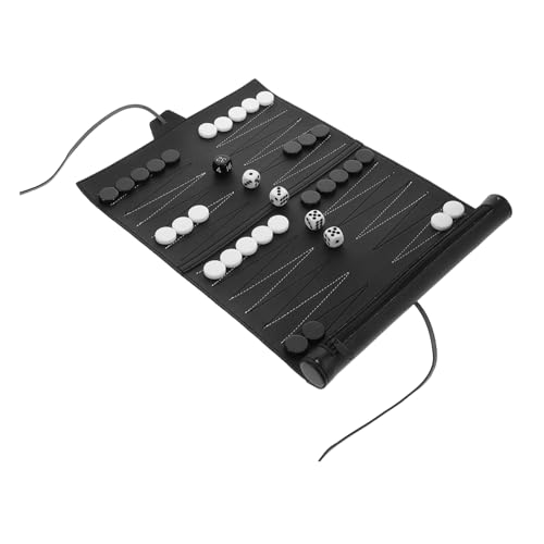 Milisten 1 Satz Schachbrett Backgammon-Set PU Leder Schach PU Schachmatte Schach für Erwachsene Schachmatte Tragbar Spielversorgung strategisch Tisch Desktop Reise faltmatte Melamin Black von Milisten