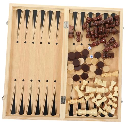 Milisten 1 Satz Schachspiel Schach Anfänger tragbar Prüfer Schachbrett Schachspielbrett Backgammon aus Holz Faltschach Bildungsspielzeug multifunktionale Dame hölzern Milisten 1 Satz Schachspiel Schach Anfänger tragbar Prüfer Schachbrett Schachspielbrett Backgammon aus Holz Faltschach Bildungsspielzeug multifunktionale Dame hölzern von Milisten