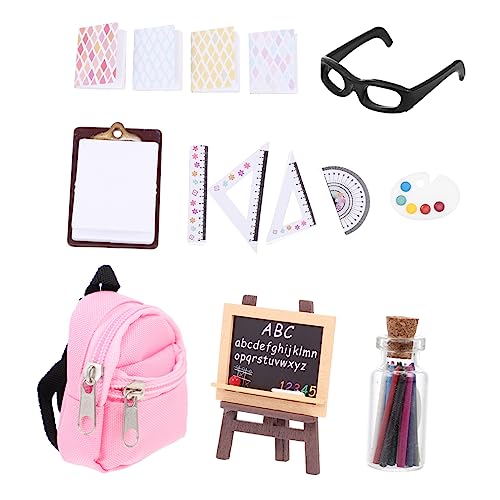 Milisten 1 Satz Schulbag -Modell Miniatur-Schulbedarf Miniaturenbuch Mini-Schulmaterial-Kit Spielzeugschule Minibuch für Puppenhaus Kinderspielzeug Mini-Vorräte Holz von Milisten