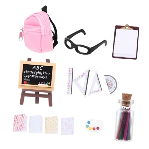 Milisten 1 Satz Schulbag -Modell Stellen Sie Sich Vor, Zu Mini-schulmaterial-kit Hausspielzeug Miniaturenbuch Kinderspielzeug Minibuch Für Puppenhaus Holz von Milisten