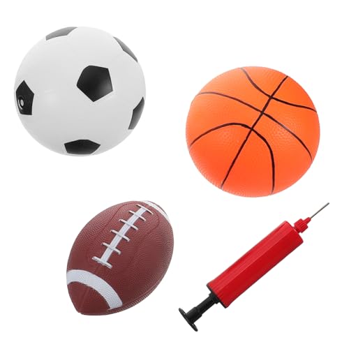 Milisten 1 Satz Spielzeugballkombination Mini-Basketball Kleine Hüpfbälle Kinderpuppen-sprungball -Basketball Kleiner Fußball Basketball Sprengen Mini-Silent-Basketball Kunststoff von Milisten