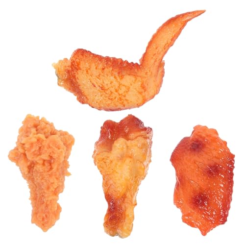 Milisten 4 Stück Gefälschte Hähnchenschenkel Hühnerflügel Modelle Realistische Küchendekoration für Fotorequisiten Heim und Restaurantbedarf von Milisten