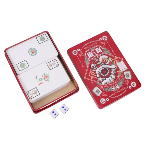 Milisten 1 Satz Tragbare Mahjongkarten aus Lustiges Chinesisches Design für Reisen und Partys Robuste und Klare Druckqualität Spielkarten für Familienspaß und Freizeitaktivitäten von Milisten