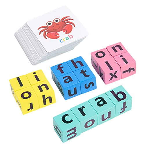 Milisten 1 Satz Wort Rechtschreibblockspielzeug Kindererziehungsspielzeug Briefspiele Für Kindergärten Alphabet-Puzzle- Wortbuchstabierspielzeug Hölzern von Milisten