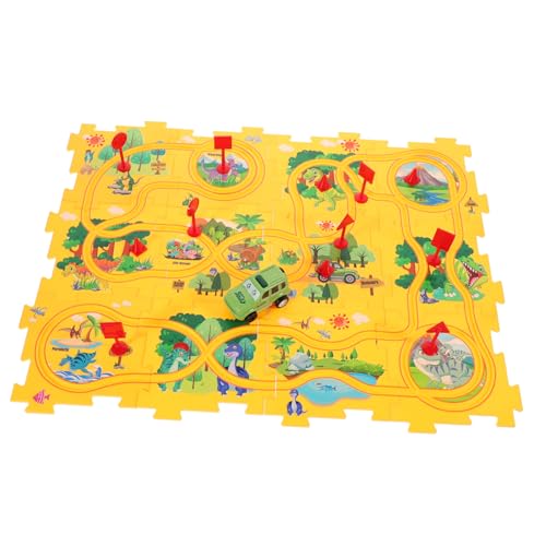 Milisten 1 Satz für Eisenbahnwagenbaugruppen Autostrecken für Auto rätsel Puzzle-Track Autospielzeug für Auto -Puzzle -Strecke Plastik Gelb von Milisten