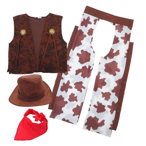 Milisten 1 Set Cowboy-halloween-kostüm Für Kleinkinder, Jungen, Westernkostüm Mit Hut, Bandana Und Weste, Ideal Für Geburtstagsfeiern Und Feiertagsfeiern von Milisten